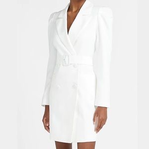 Puff Sleeve Belted Blazer Dress